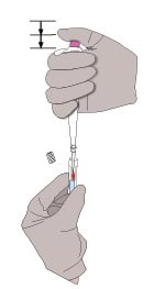 dispense_1-01 Blood sample dispensed into dilution tube using a pipette.
